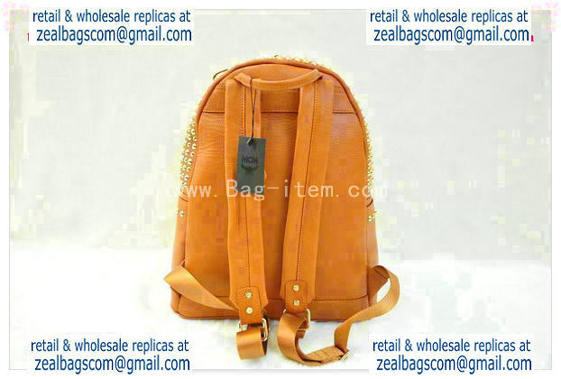 High Quality Replica MCM Stark Backpack in Camel Grainy Leather